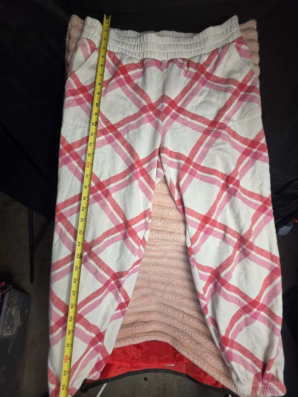 Colsie Womens Plaid Print Lounge Jogger Sweatpants Pink White Size Large - Picture 3 of 5